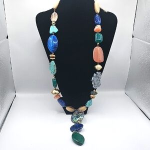 Chico's Multicolor Chunky Mixmedia Coastal Style Necklace